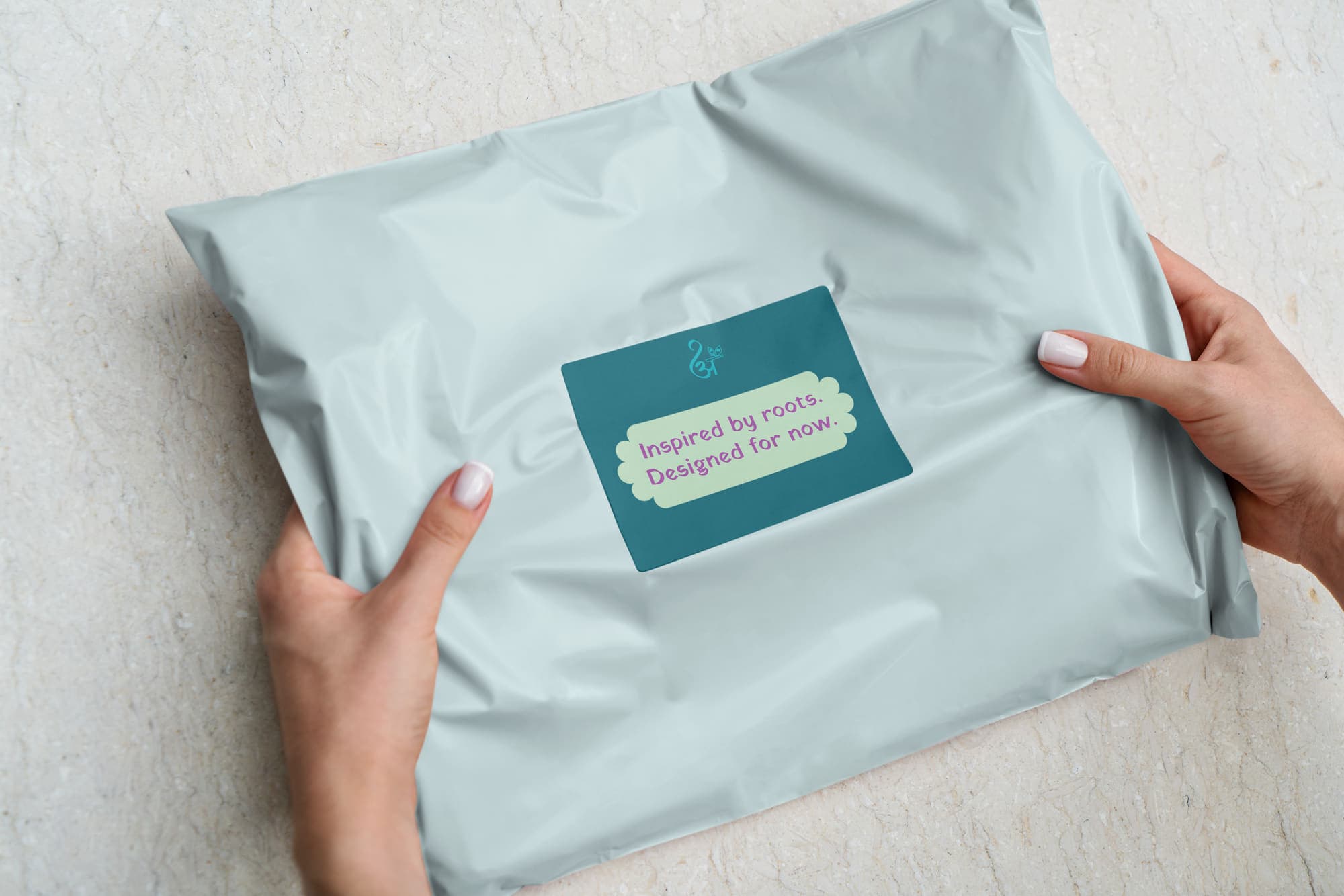 Asmi, parcel in hand